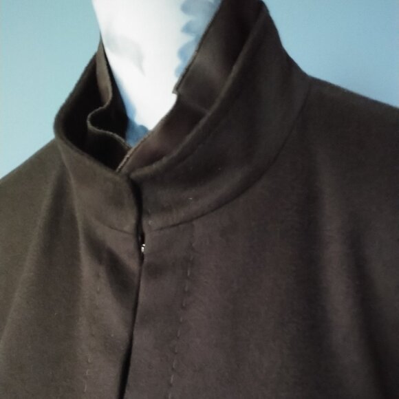 Strenesse Chocolate Brown Wool-Cashmere Jacket with Silk Ruffle - Picture 2 of 16
